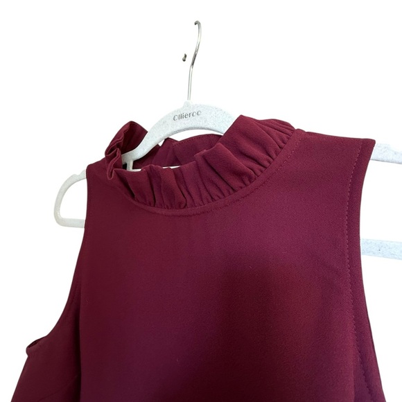 J. Crew Dark Wine Red Ruffled Tank Top - Picture 5 of 8